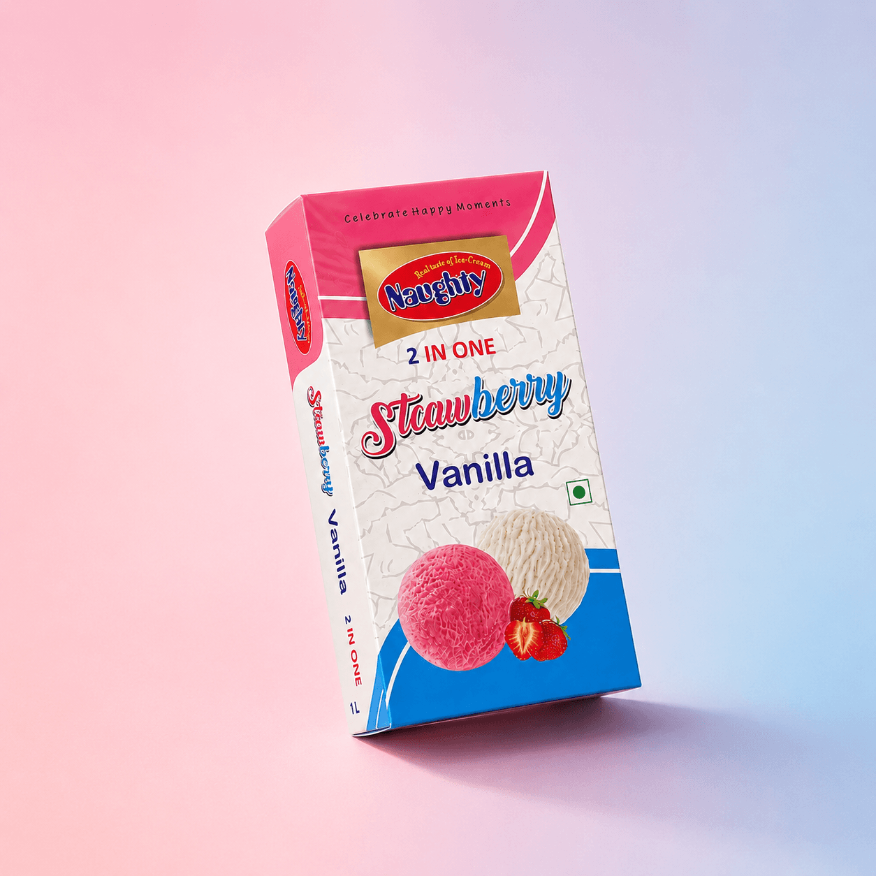 2-in-1 Strawberry & Vanilla — 1L ice cream